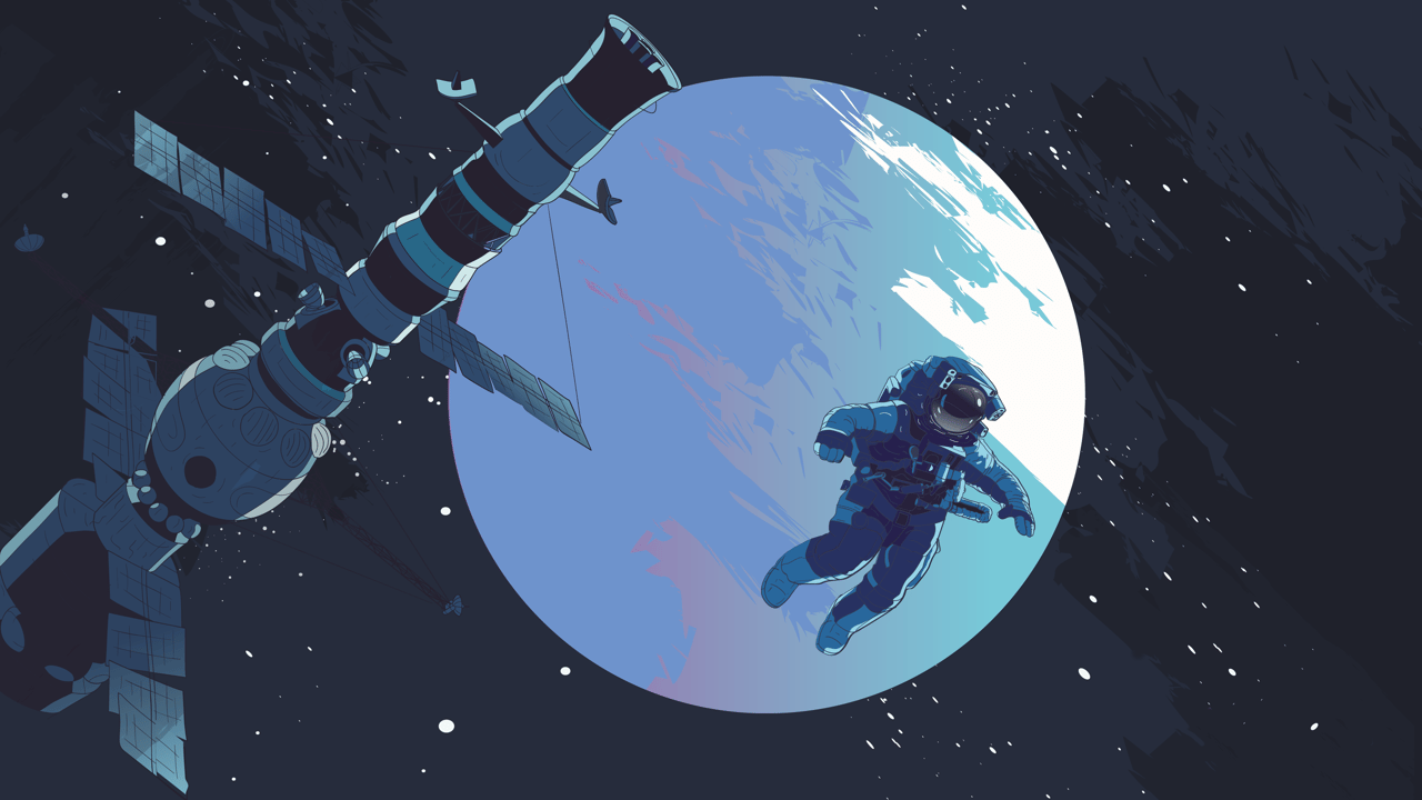 Digital Art, Astronaut, Satellite