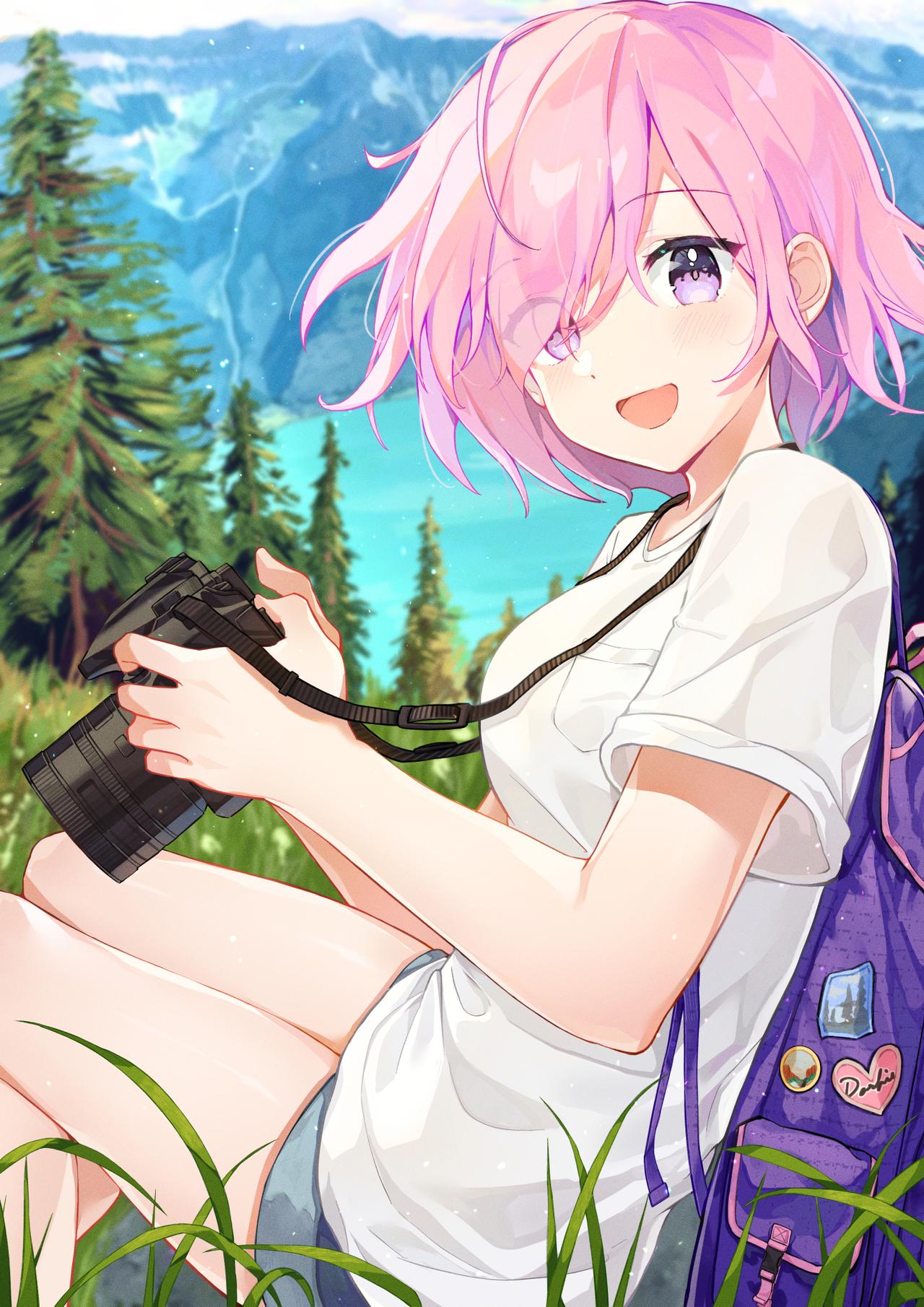 Anime Girls, Pink Hair, Smiling