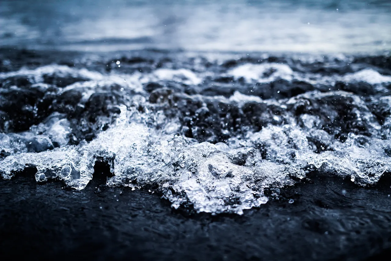 A close up of water