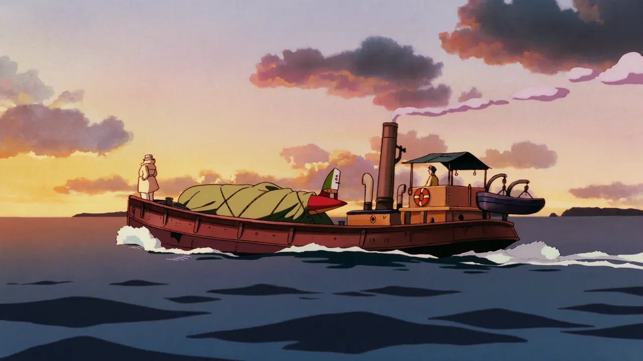 A cartoon of a boat in the water