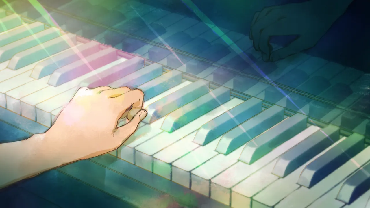 A hand on a piano