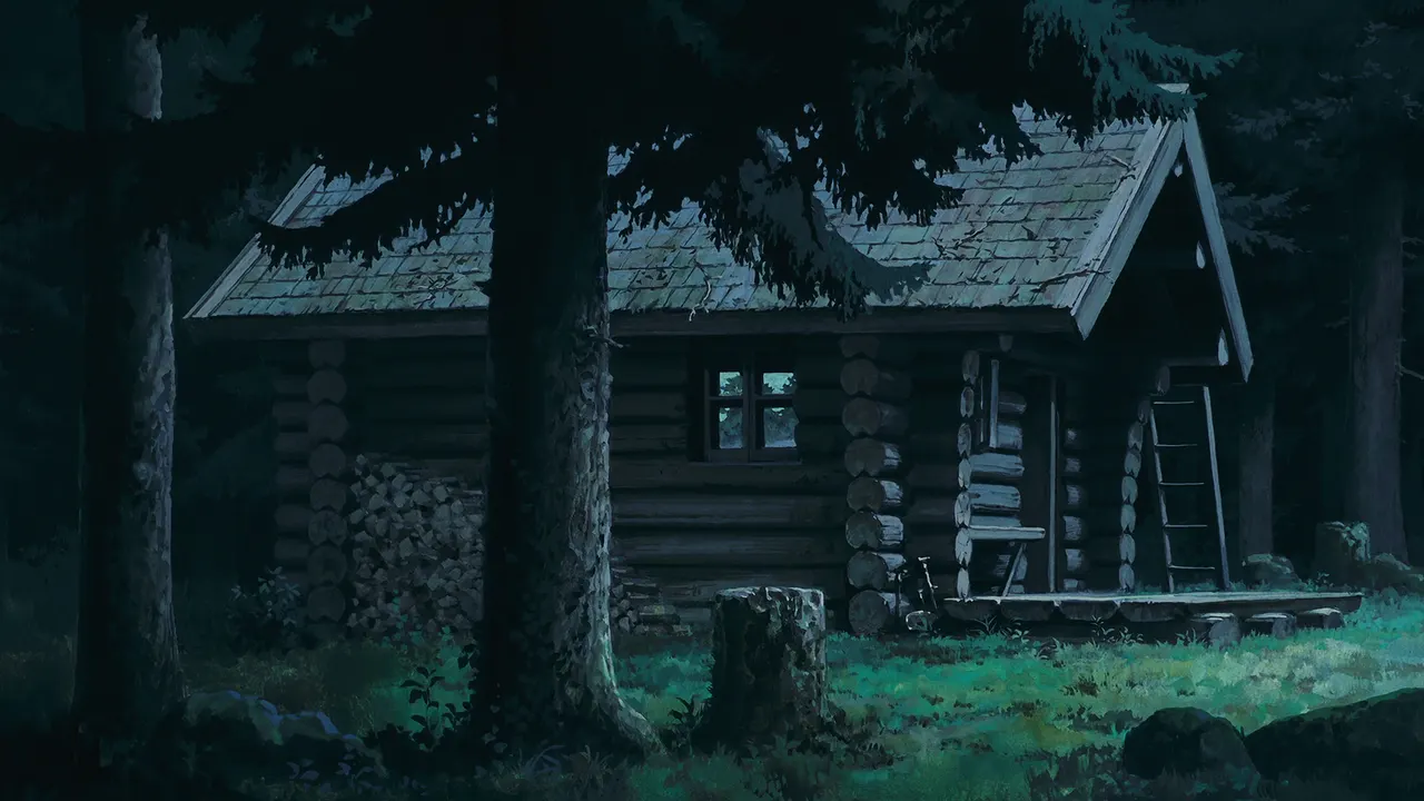 A log cabin in the woods