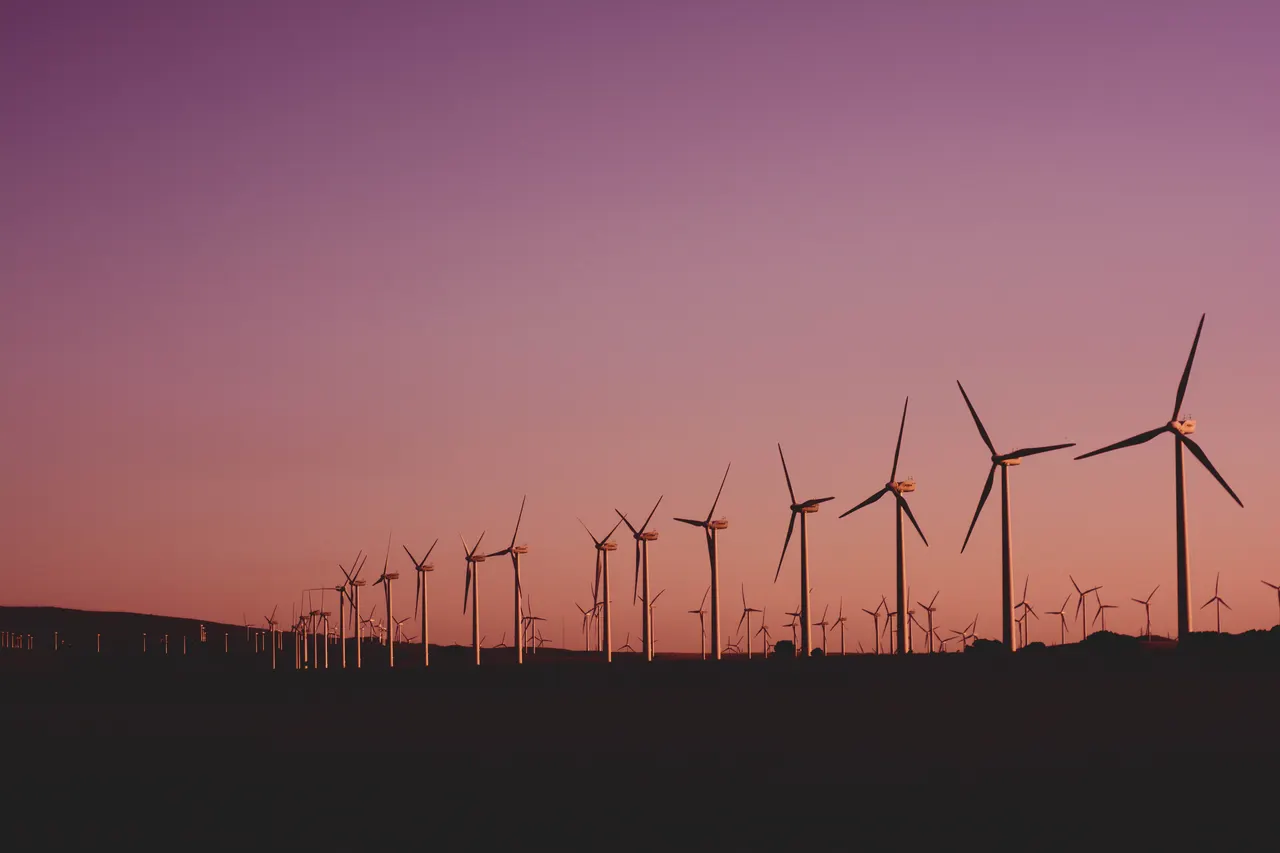 A group of windmills in a field