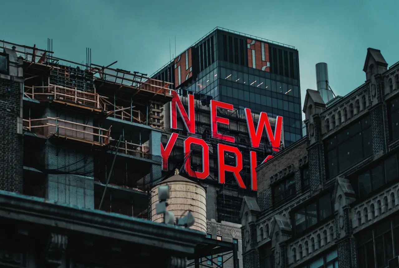 A red sign on a building