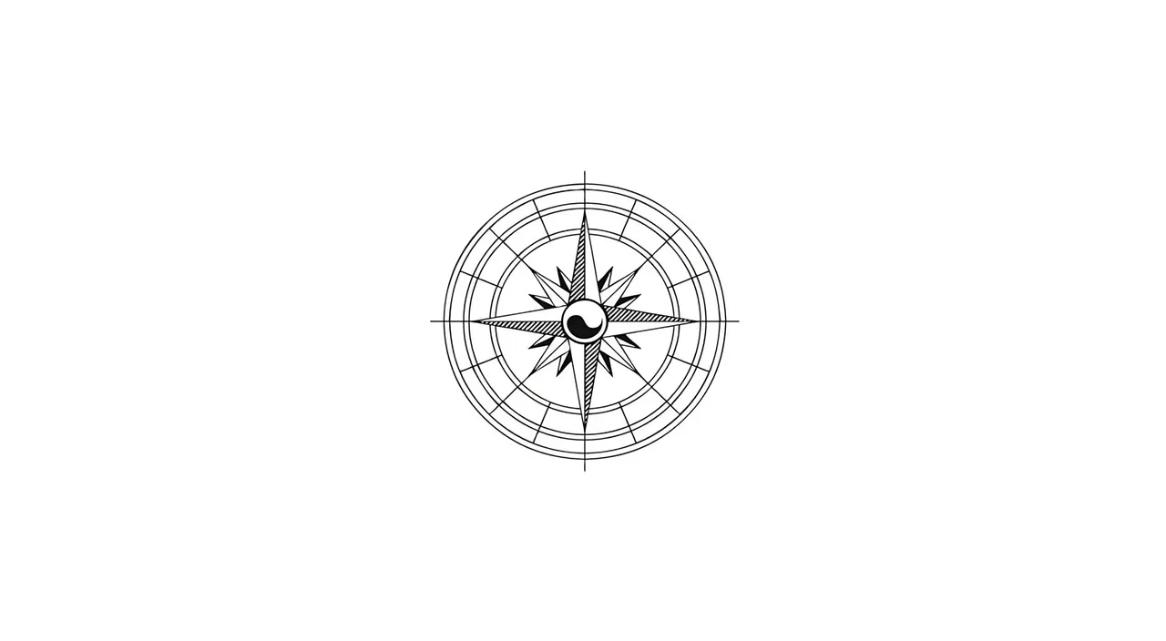 A black and white compass
