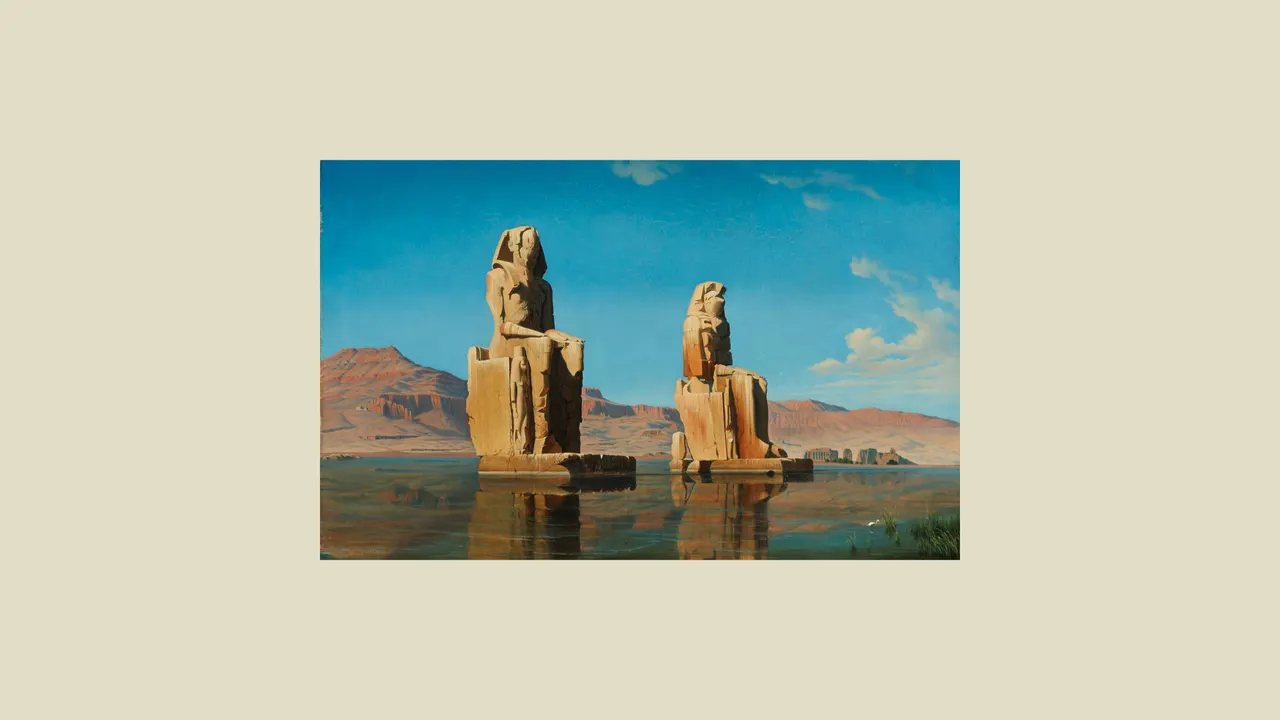 A large stone statues in water