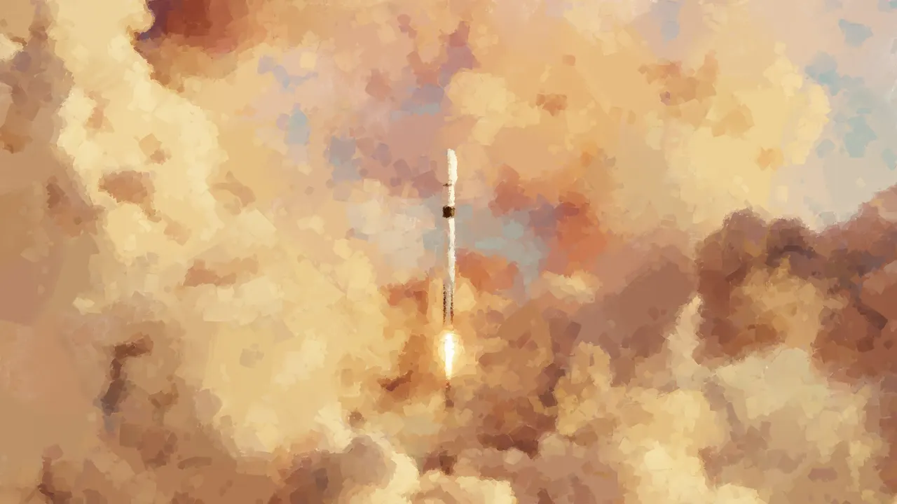 A rocket launching in the sky
