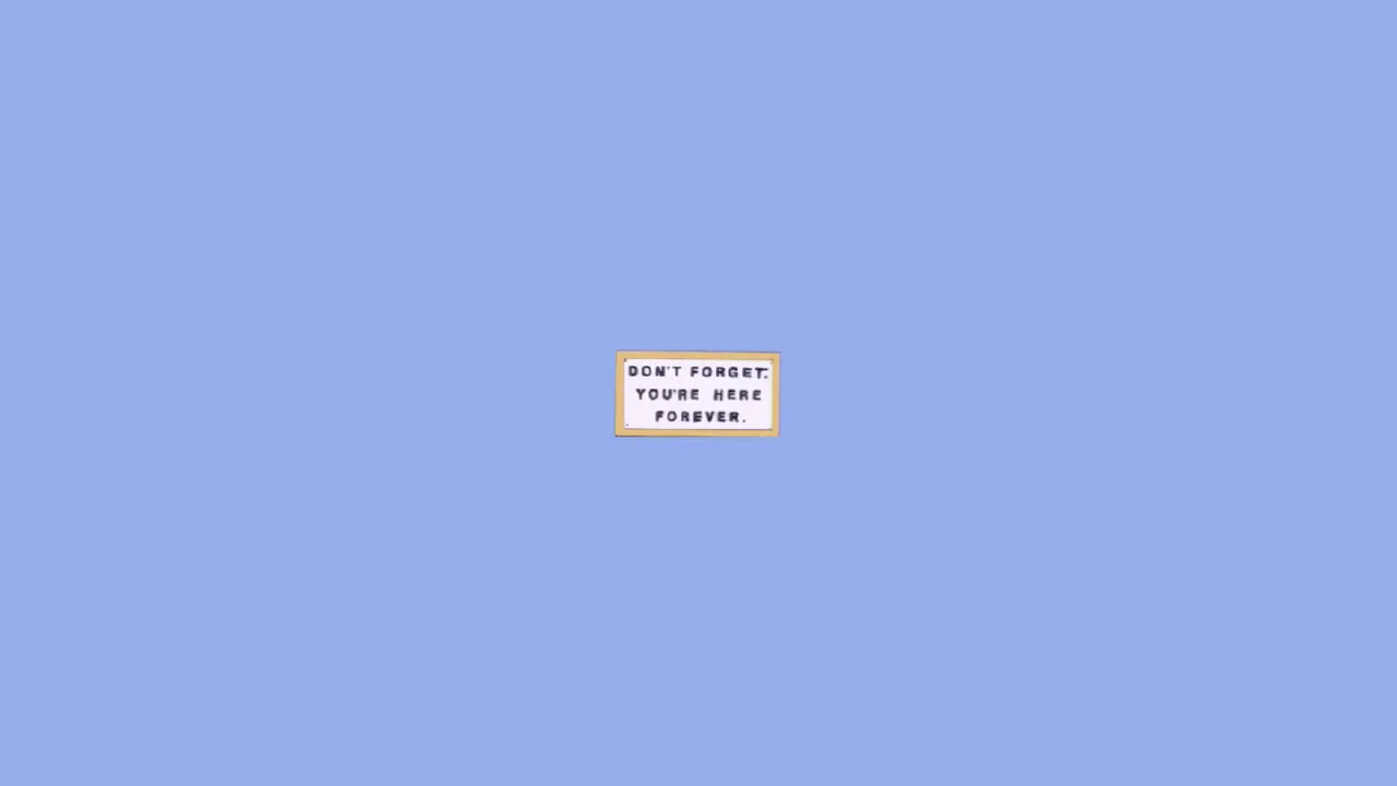 A sign on a blue background
