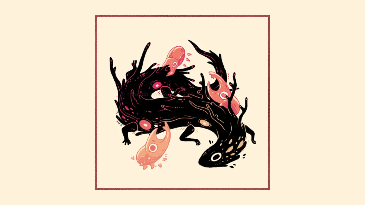 A black and orange creature