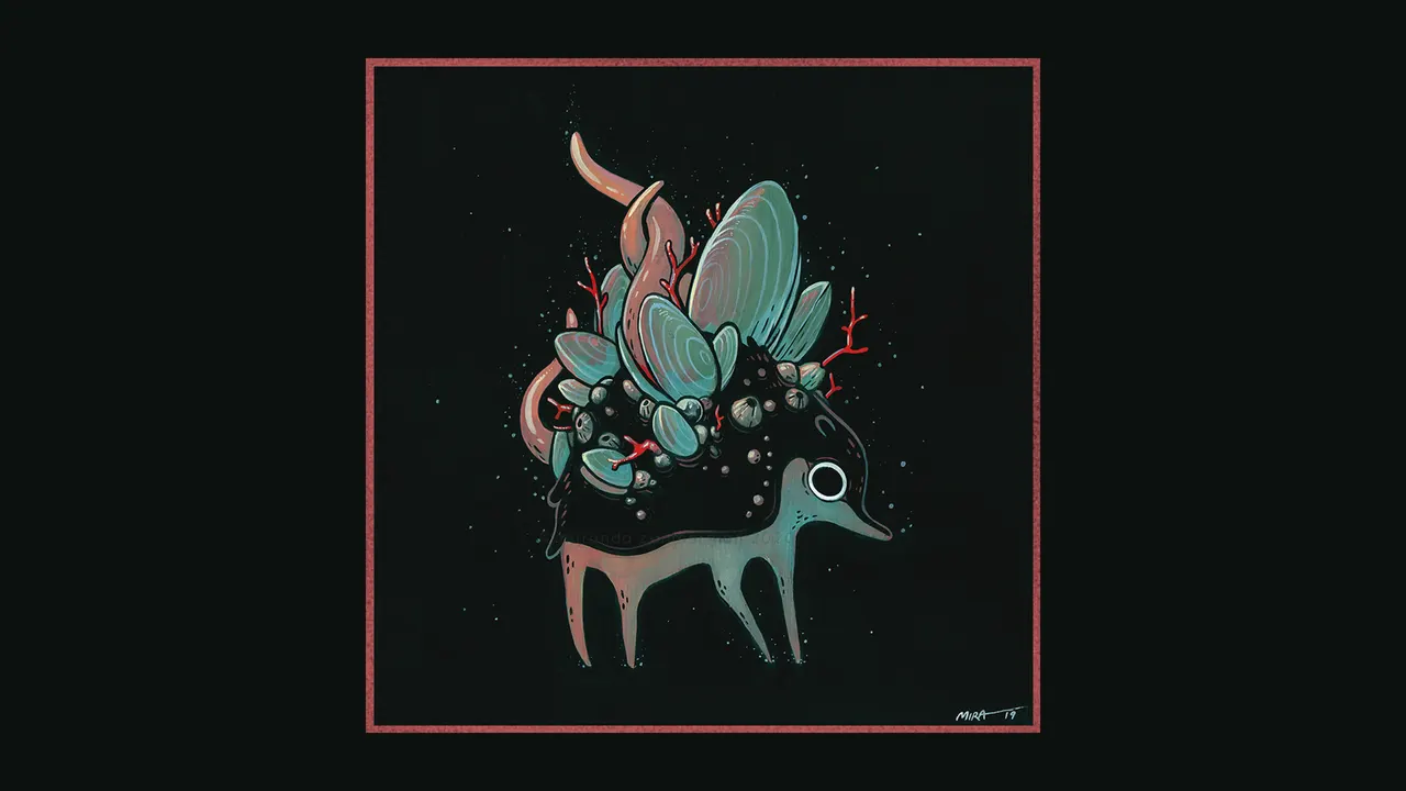 A cartoon of an animal with shells