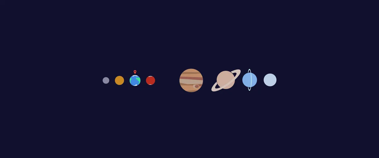 A group of planets in different colors