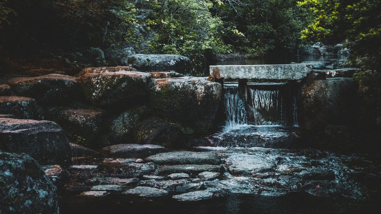 A waterfall over rocks