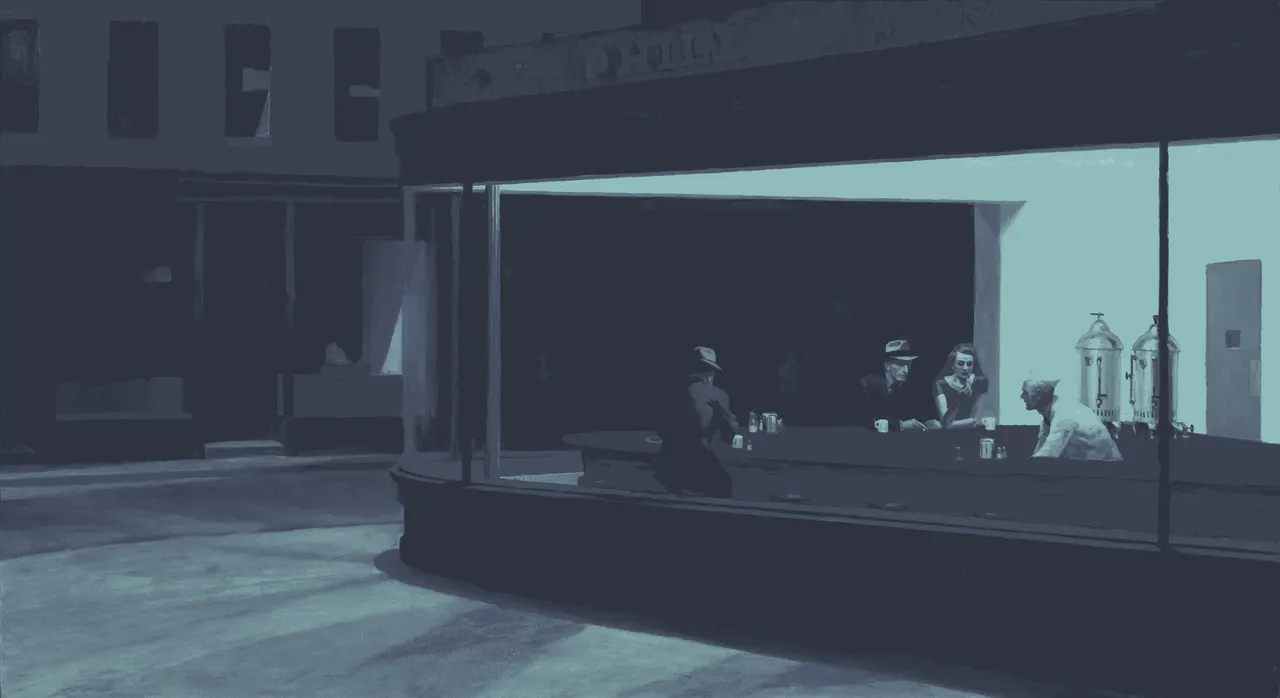 A group of people standing at a bar
