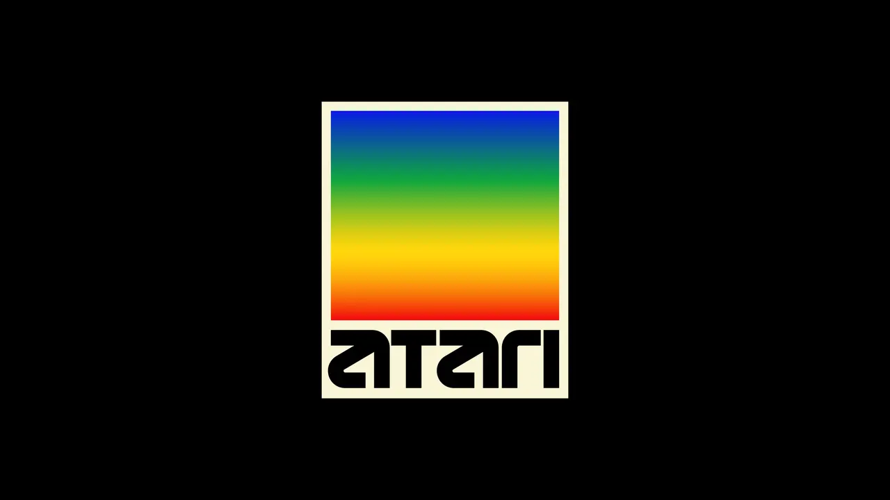 A colorful square with black text