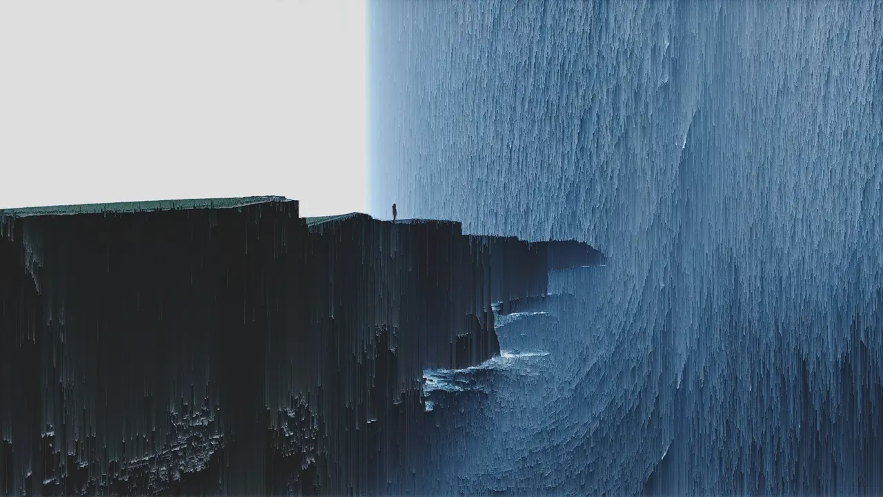 A person standing on a cliff