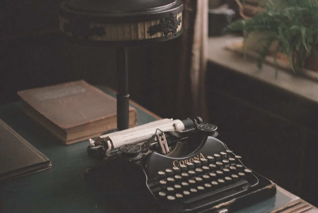 A typewriter on a table