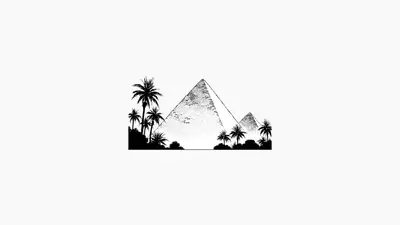A pyramids with palm trees