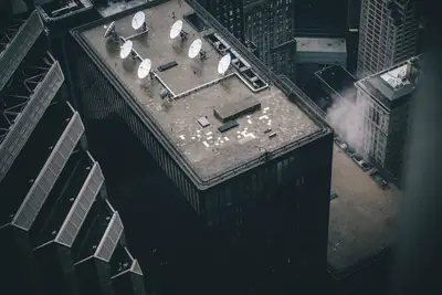 Satellite dishes on a building