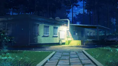 A building with a light on the side