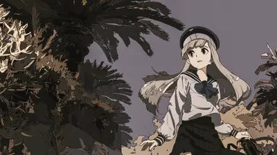 A cartoon of a girl in a uniform