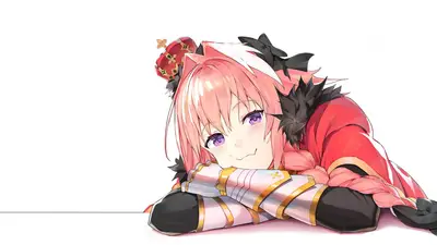 A cartoon of a woman with pink hair