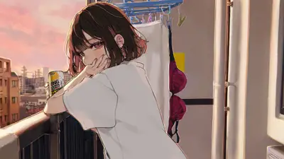 A girl with short brown hair and white shirt