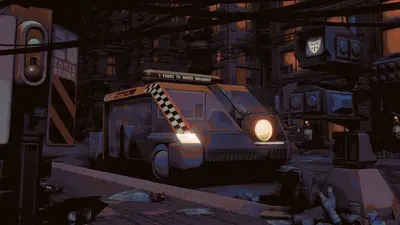A video game of a vehicle