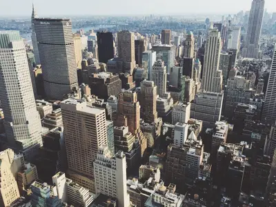 A city with many tall buildings