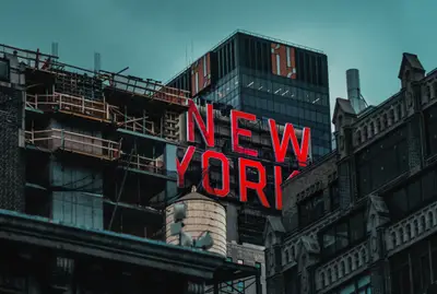 A red sign on a building