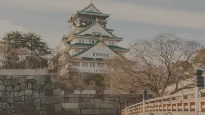 Osaka Castle with a green roof