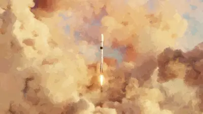 A rocket launching in the sky