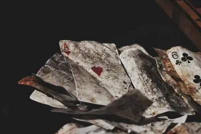 A pile of old playing cards