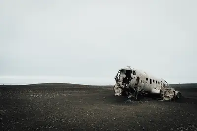 A plane wreck in a desert