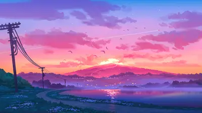 A sunset over a lake
