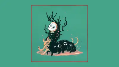 A black creature with white eyes and black branches