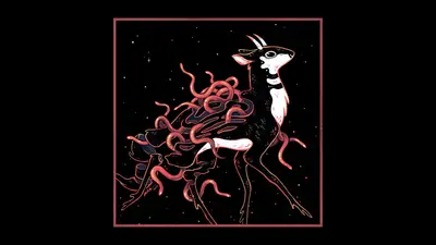 A cartoon of a deer with a bunch of worms