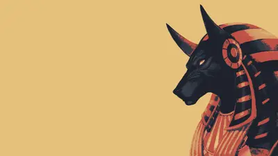 A black and red animal head with horns