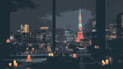 A view of a city from a window