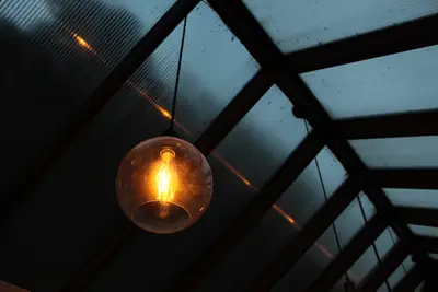 A light bulb from the ceiling