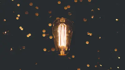 A light bulb with a filament