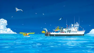 A ship in the water