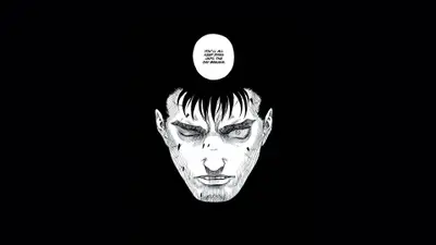 A black and white comic book page of a man's face