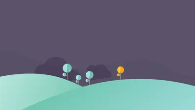 A cartoon of trees on a hill
