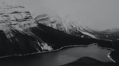 A lake surrounded by mountains
