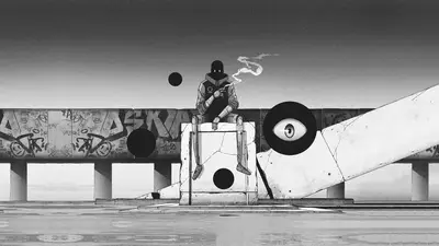A person sitting on a wall