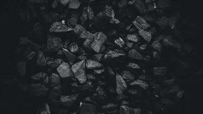 A pile of black rocks