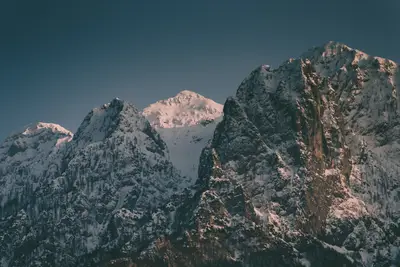 A snowy mountain tops