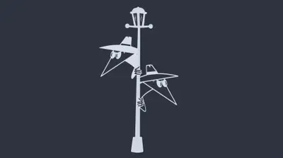 A cartoon of a lamp post