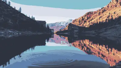 A lake with mountains and trees