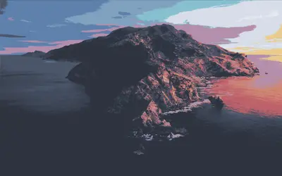 A large mountain with a body of water